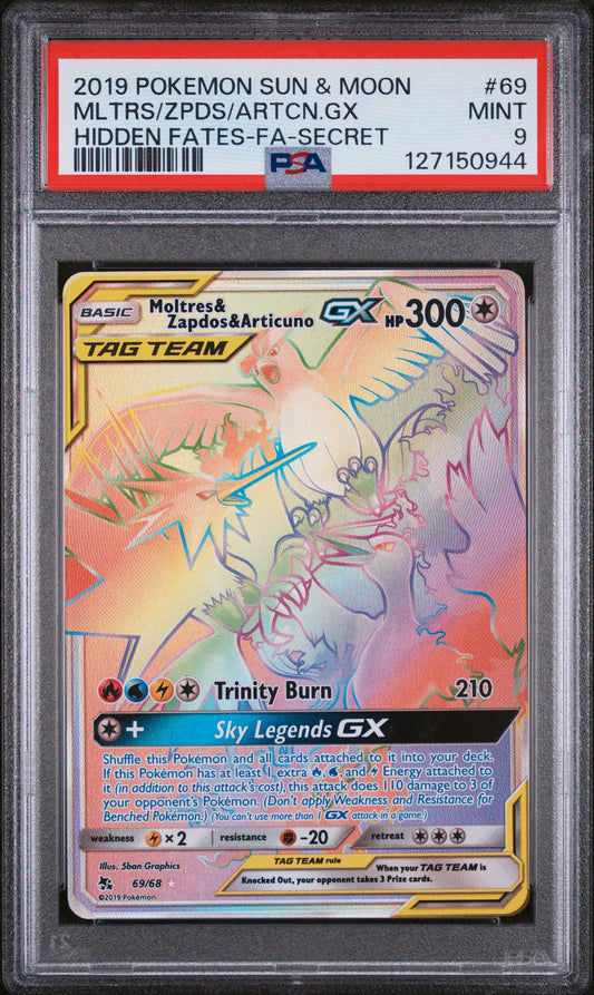 2019 SUN & MOON MOLTRES/ZAPDOS/ARTICUNO GX 69/68 PSA 9