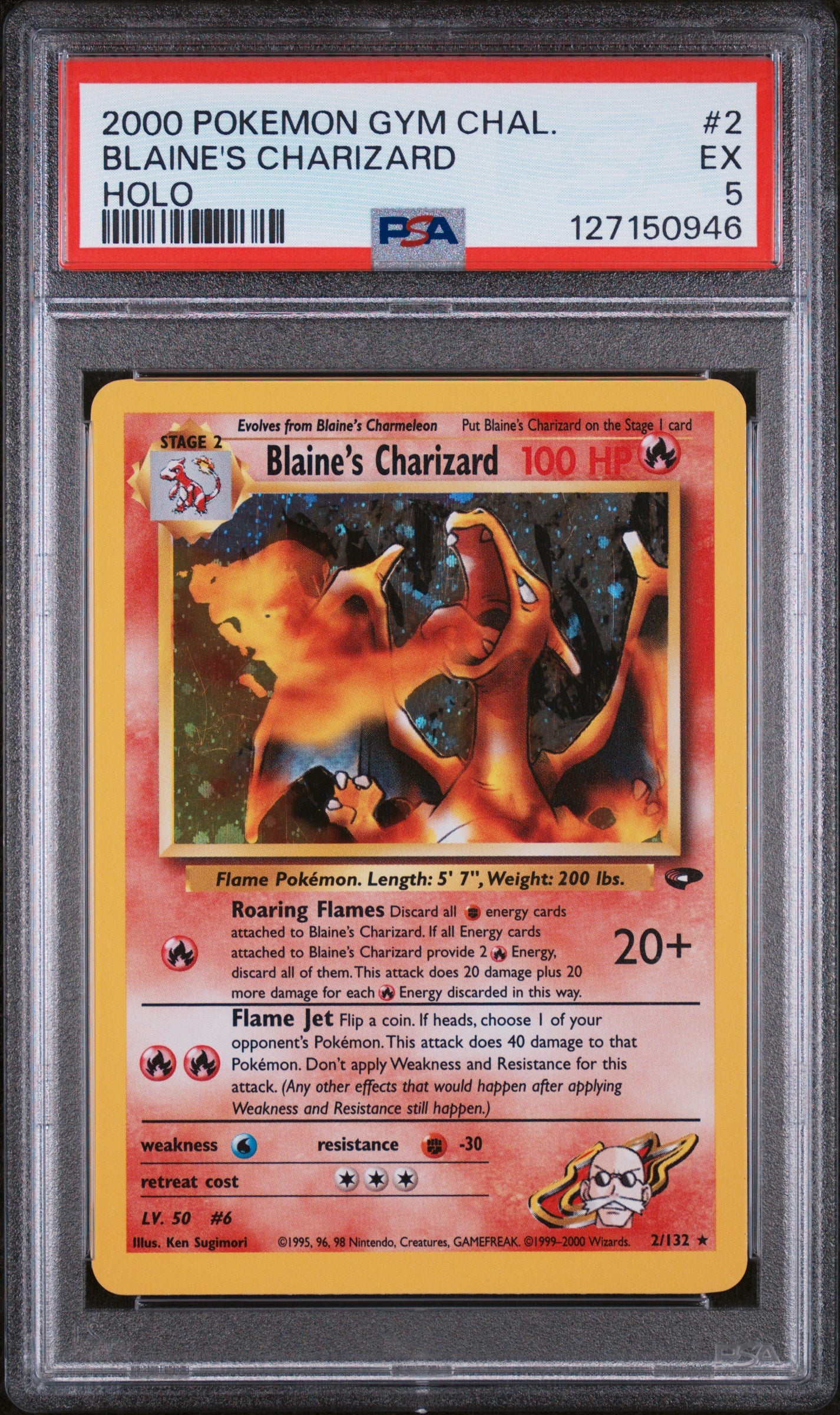 2000 POKEMON GYM CHALLENGE BLAIN'S CHARIZARD HOLO 2/132 PSA 5