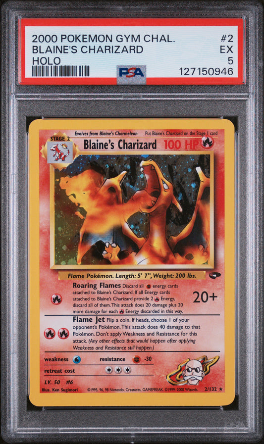 2000 POKEMON GYM CHALLENGE BLAIN'S CHARIZARD HOLO 2/132 PSA 5