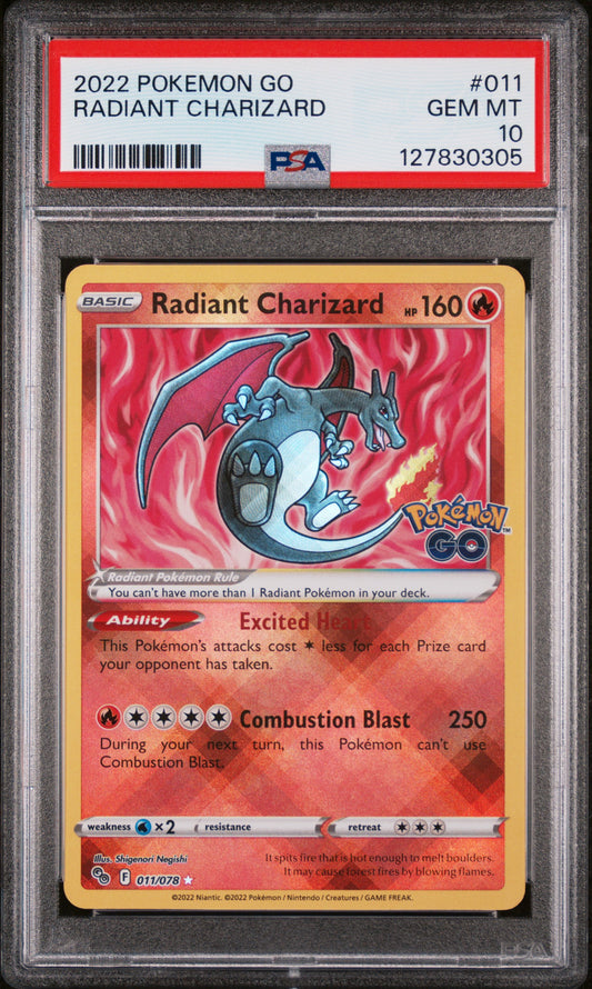 2022 POKEMON GO RADIANT CHARIZARD #011 PSA 10