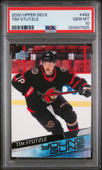 2020-21 UPPER DECK SERIES 2 TIM STUTZLE YOUNG GUNS #482 PSA 10