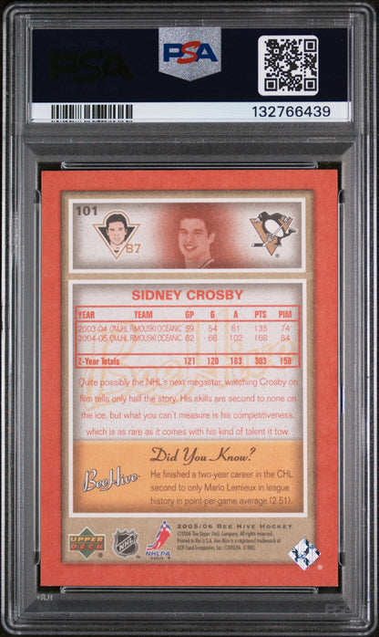 2005-06 UD BEE HIVE SIDNEY CROSBY RED PSA 8