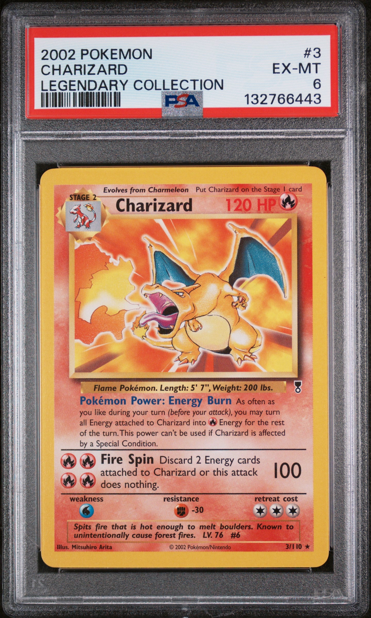 2002 POKEMON CHARIZARD LEGENDARY COLLECTION 3/110 PSA 6