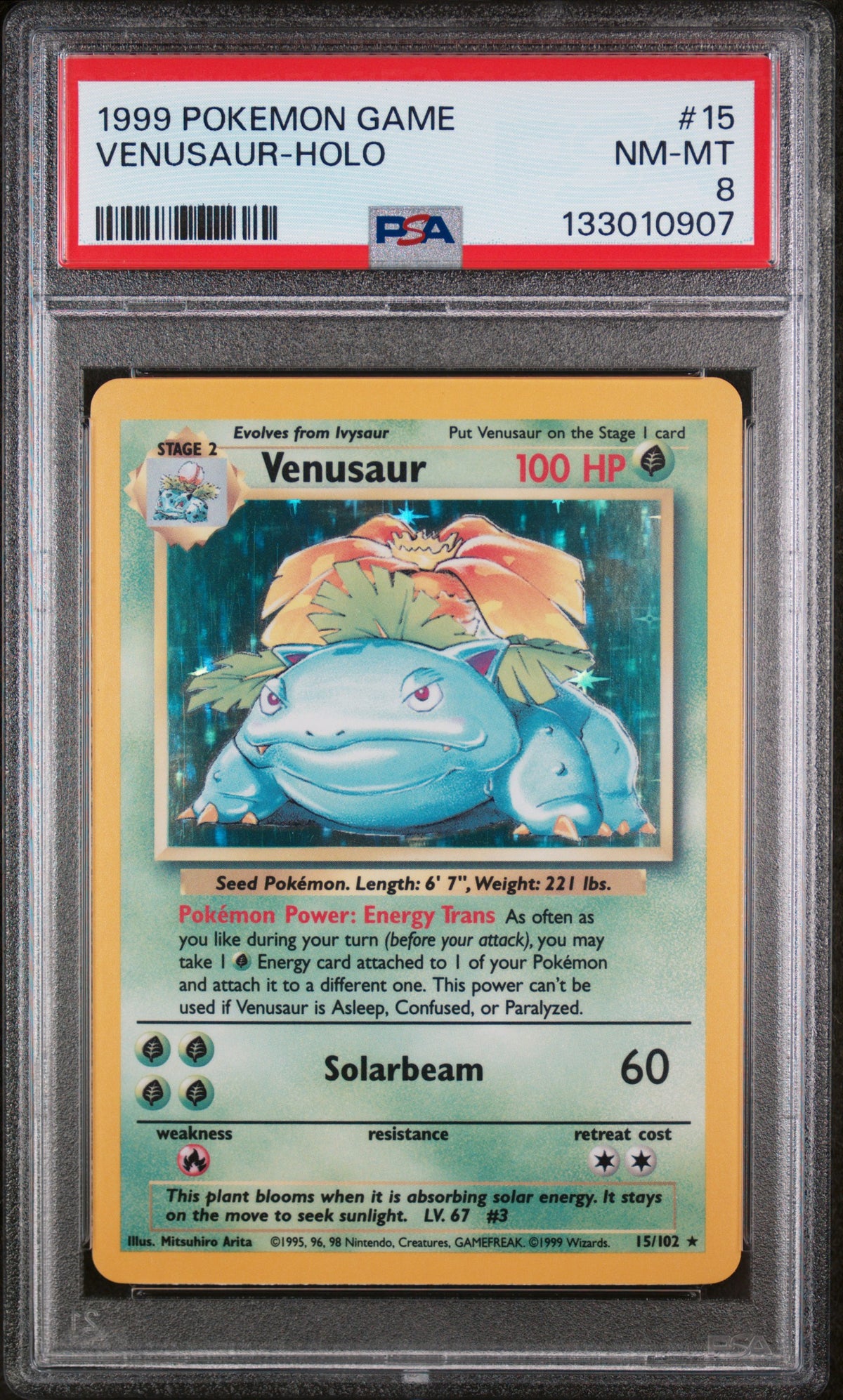 1999 POKEMON GAME #15 VENUSAUR HOLO PSA 8