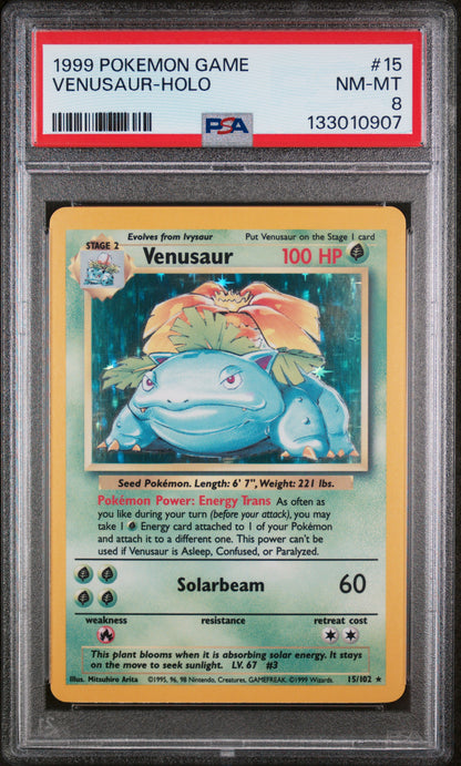 1999 POKEMON GAME #15 VENUSAUR HOLO PSA 8