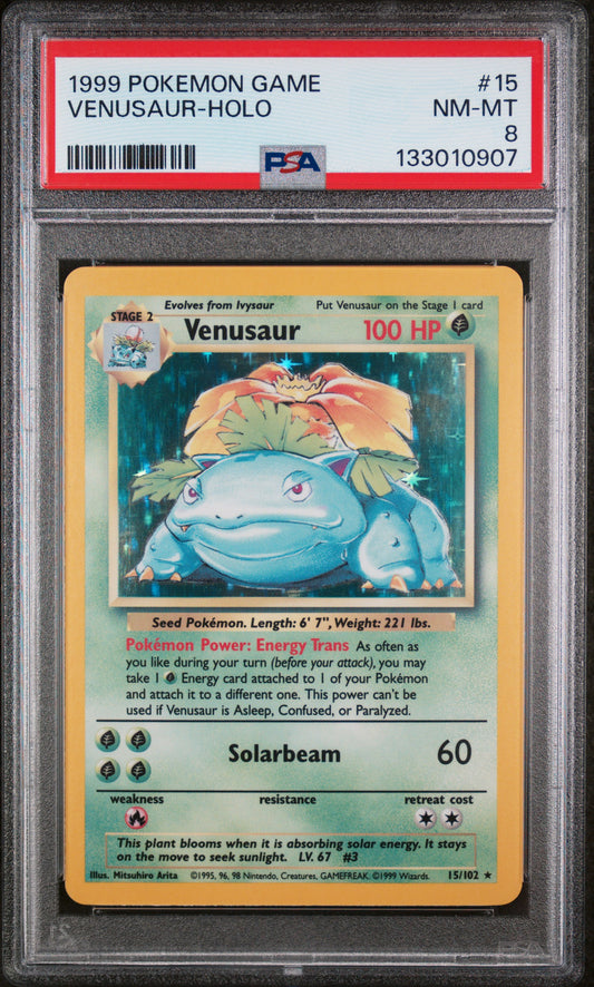1999 POKEMON GAME #15 VENUSAUR HOLO PSA 8