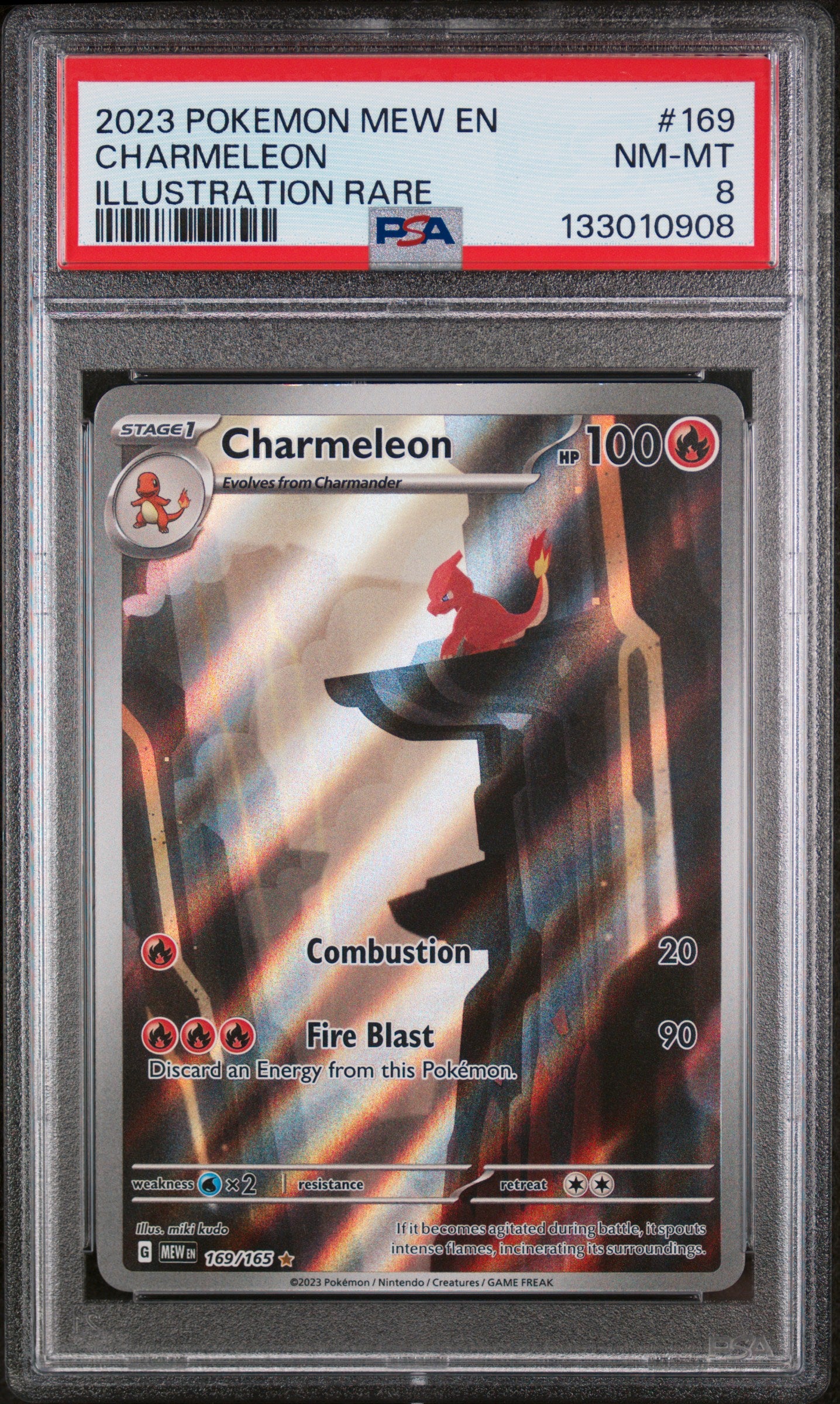 2023 POKEMON SCARLET & VIOLET MEW 151 IR CHARMELEON #169 PSA 8 NM-MT