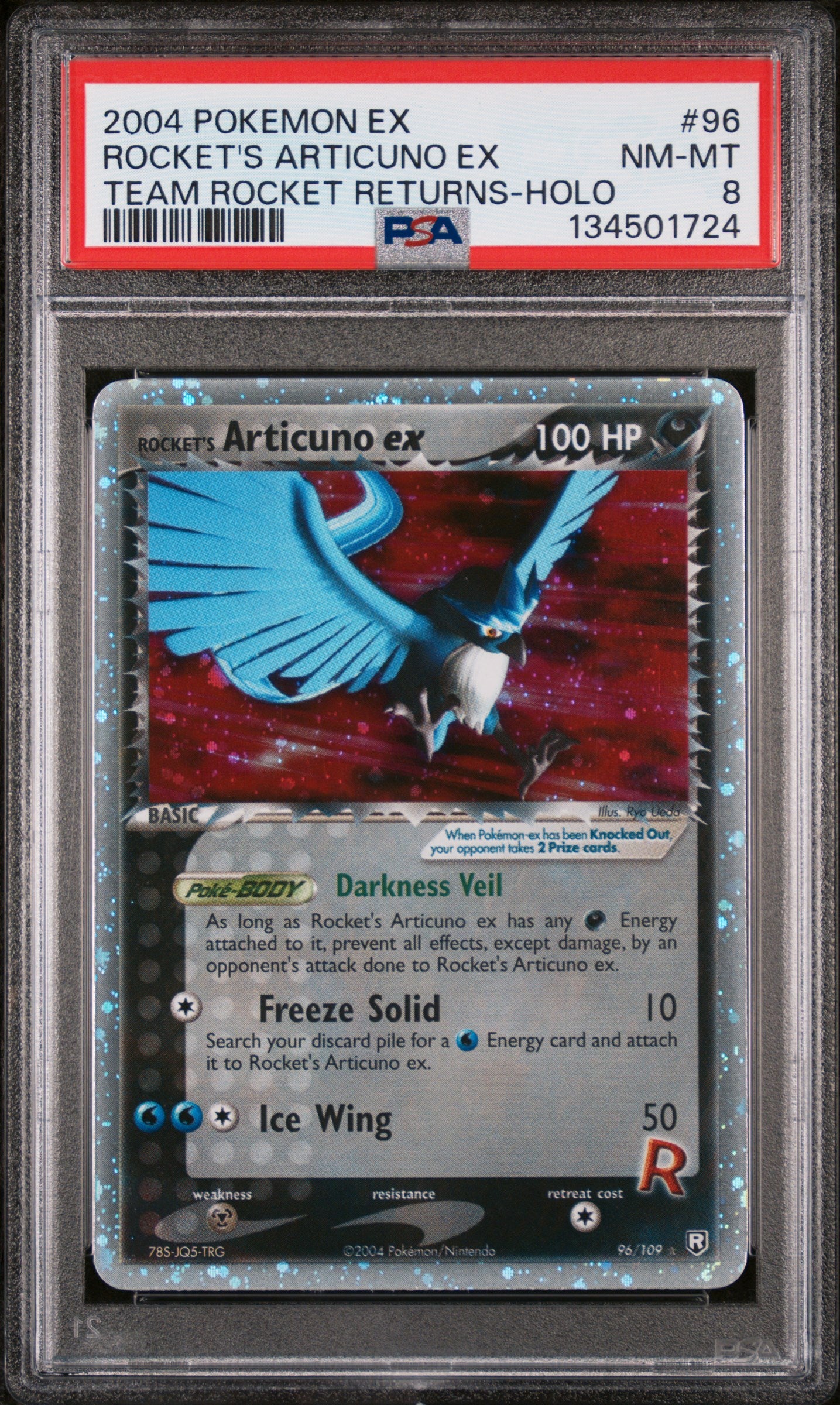 2004 POKEMON EX ROCKET'S ARTICUNO EX TEAM ROCKET RETURNS HOLO #96 PSA 8