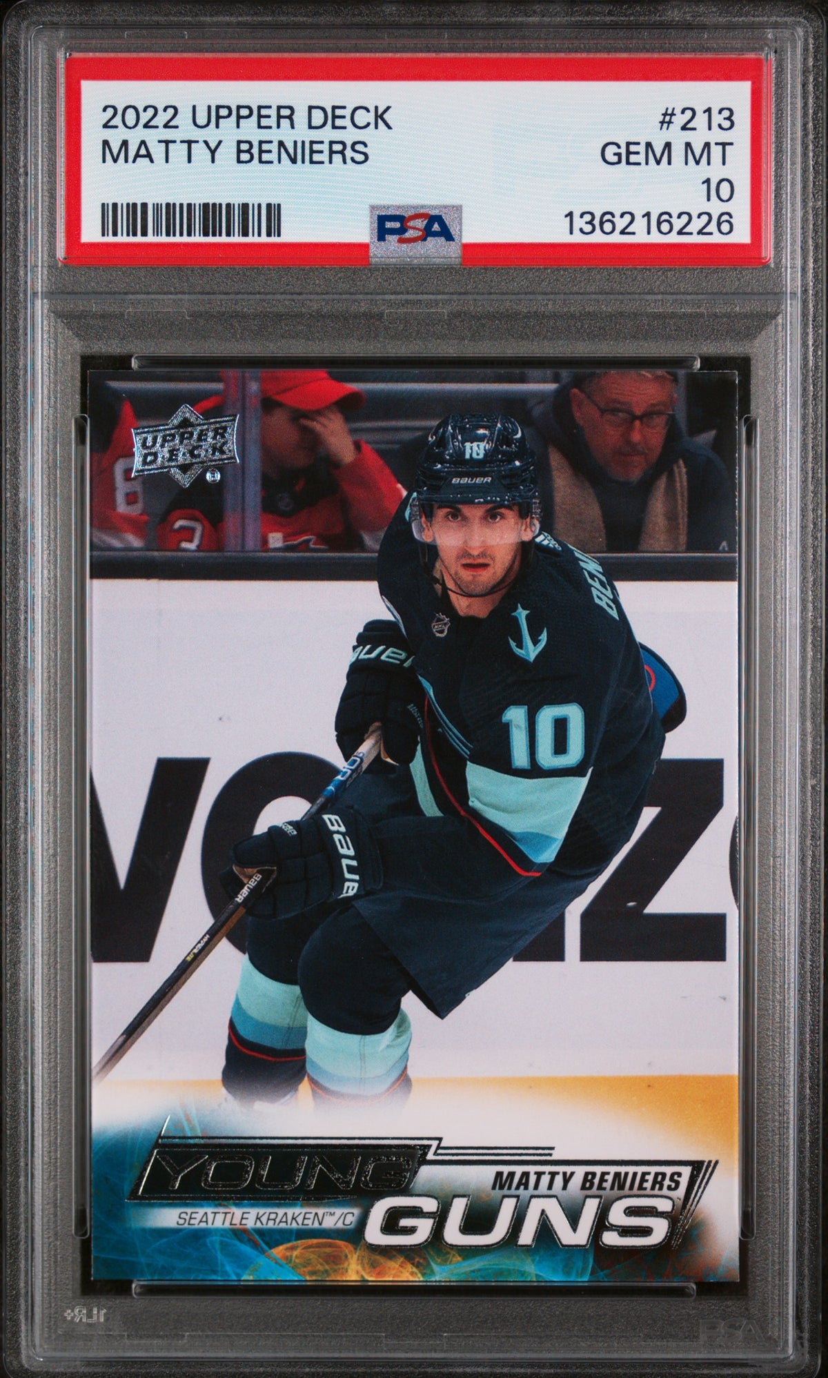 2022 UPPER DECK #213 MATTY BENIERS YOUNG GUNS PSA 10