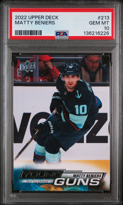 2022 UPPER DECK #213 MATTY BENIERS YOUNG GUNS PSA 10