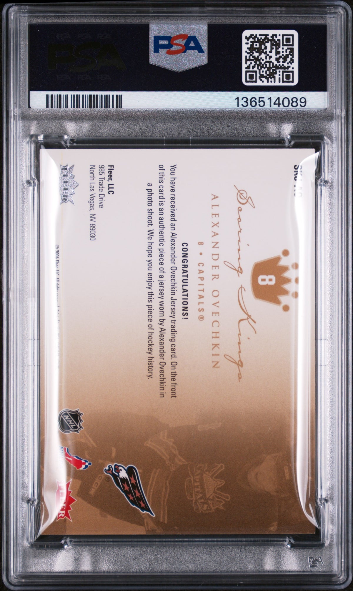 2005 ULTRA #SKJAO ALEXANDER OVECHKIN SCORING KINGS ROOKIE JERSEY PSA 9