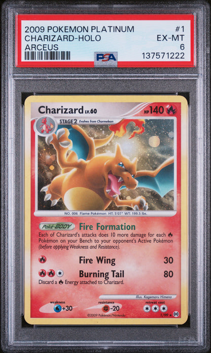 2009 POKEMON PLATINUM CHARIZARD HOLO ARCEUS #1 PSA 6