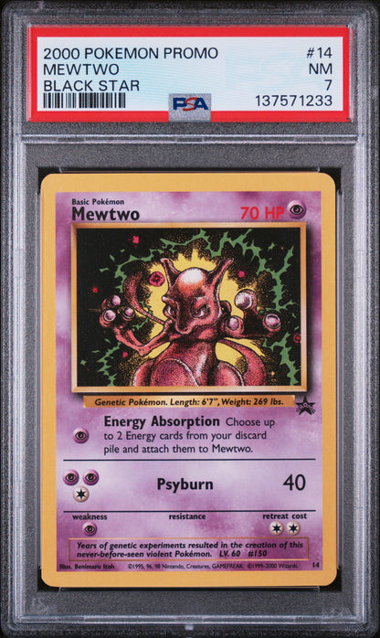 2000 POKEMON PROMO MEWTWO BLACK STAR #14 PSA 7