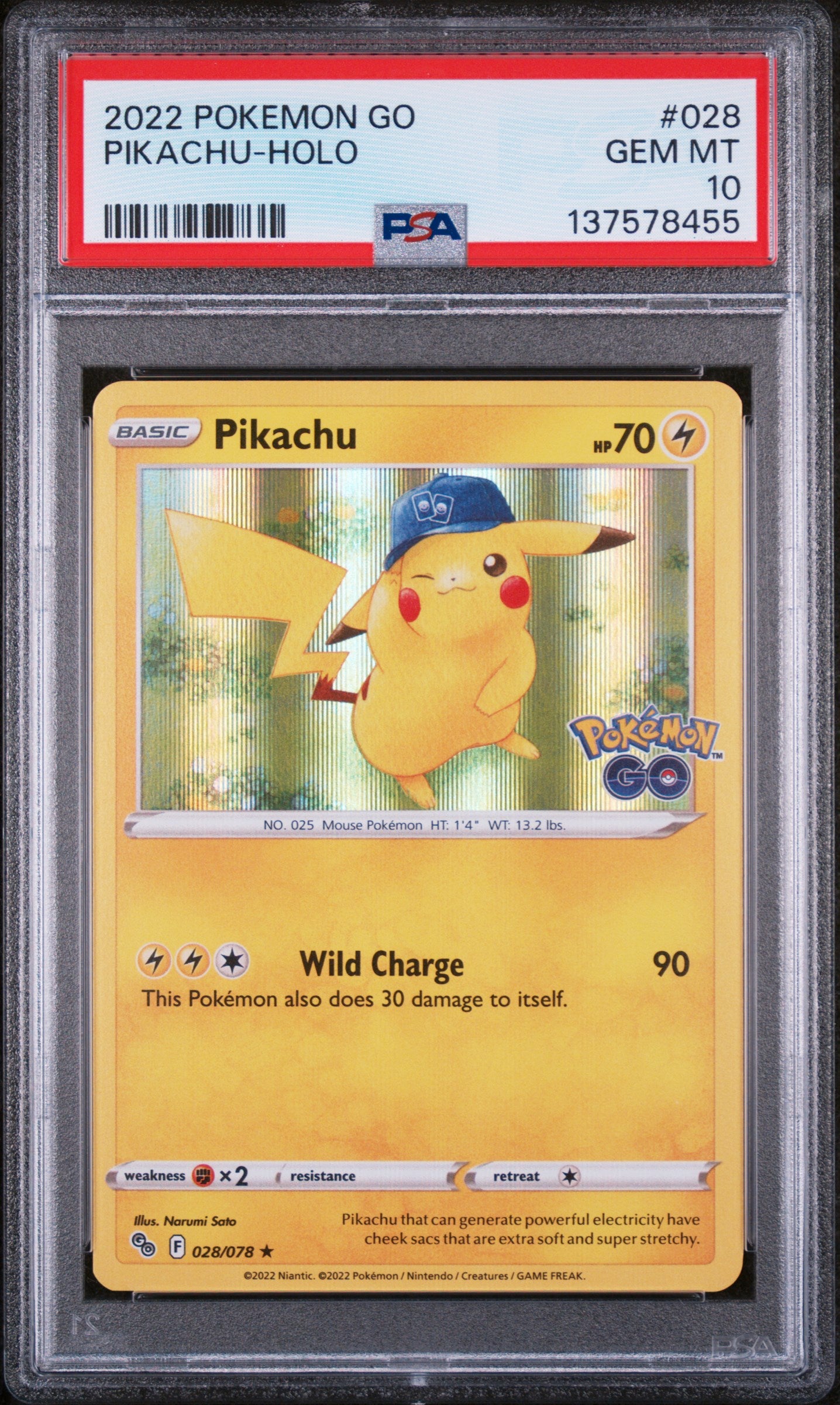 2022 POKEMON GO PIKACHU HOLO #028 PSA 10