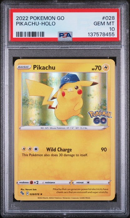 2022 POKEMON GO PIKACHU HOLO #028 PSA 10