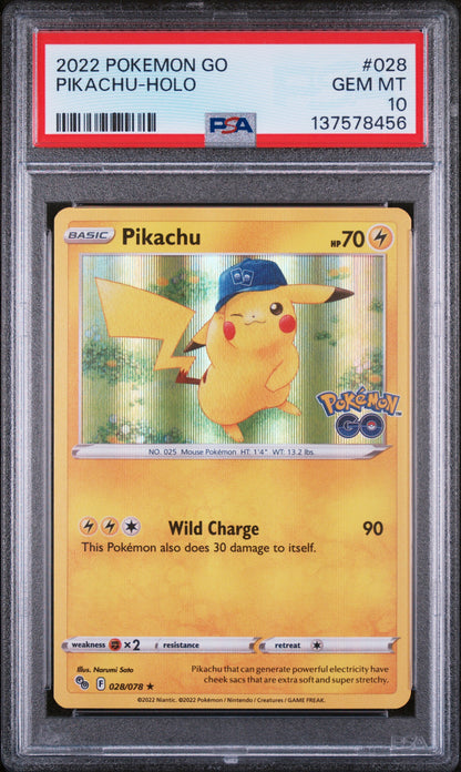 2022 POKEMON GO PIKACHU HOLO #028 PSA 10