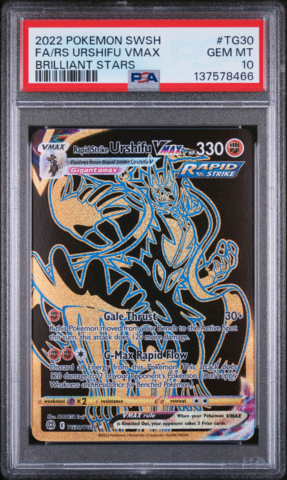 2022 POKEMON SWSH FULL ART RAPID STRIKE URSHIFU VMAX BRILLIANT STARS #TG30 PSA 10