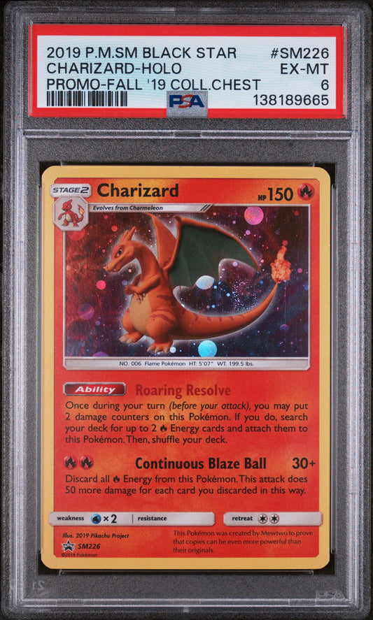 2019 POKEMON BLACK STAR PROMOS FALL COLLECTOR CHEST CHARIZARD HOLO #SM226 PSA 6