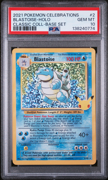 2021 POKEMON CELEBRATIONS BLASTOISE HOLO CLASSIC COLLECTION BASE SET #2 PSA 10