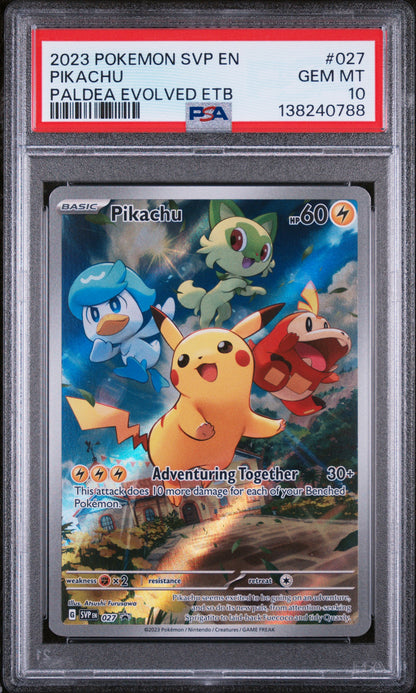 2023 POKEMON SVP EN PIKACHU PALDEA EVOLVED ETB #027 PSA 10
