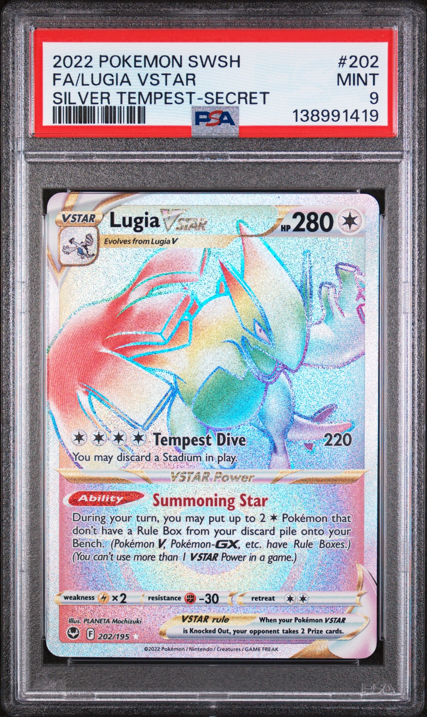 Lugia VSTAR (Secret) Silver Tempest Secret Rare 202/195 PSA 9