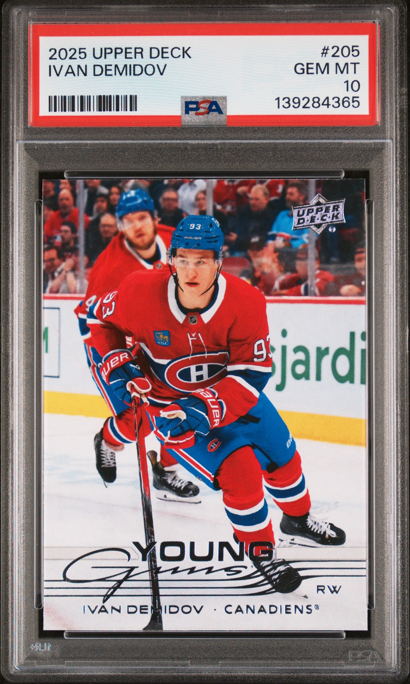 2025-26 UPPER DECK SERIES 1 #205 IVAN DEMIDOV YOUNG GUNS PSA 10