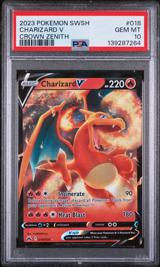 2023 POKEMON SWSH CHARIZARD V CROWN ZENITH #018 PSA 10