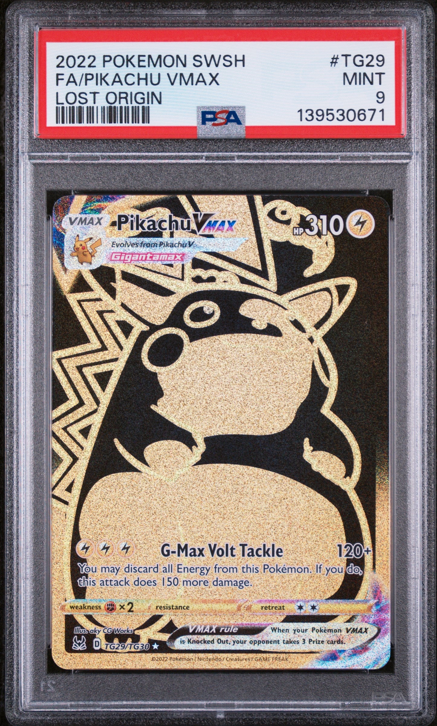 Pikachu VMAX (Secret) Lost Origin Trainer Gallery Ultra Rare TG29/TG30 PSA 9