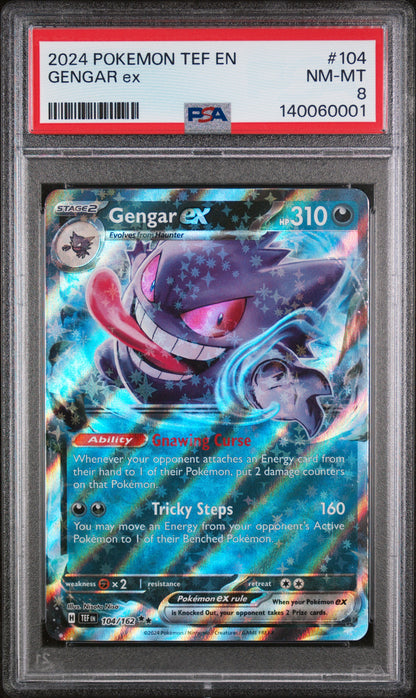 2024 POKEMON TEF EN TEMPORAL FORCES #104 GENGAR ex PSA 8