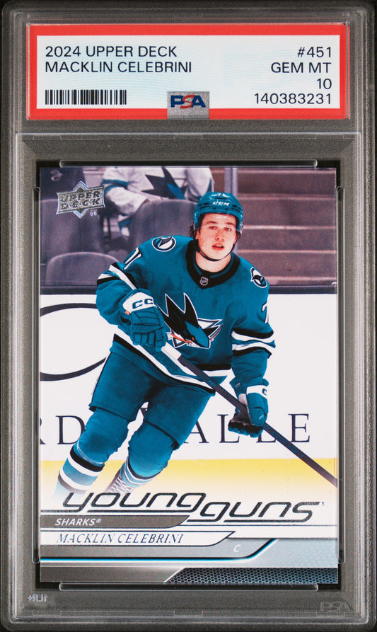 2024-25 UPPER DECK SERIES 2 MACKLIN CELEBRINI YOUNG GUNS #451 PSA 10