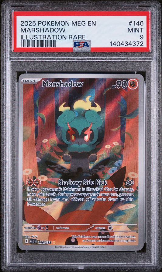 2025 POKEMON MEG EN MEGA EVOLUTION #146 MARSHADOW ILLUSTRATION RARE PSA 9