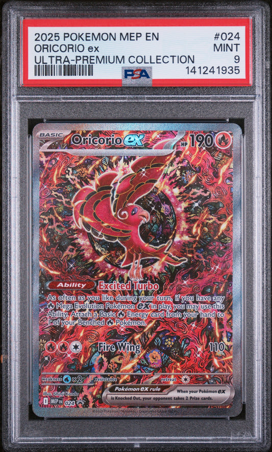 2025 POKEMON MEP EN ME BLACK STAR PROMO #024 ORICORIO ex ULTRA-PREMIUM COLLECTION PSA 9