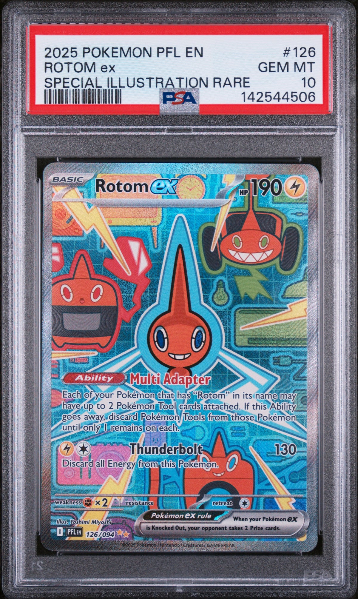 2025 POKEMON PFL EN PHANTASMAL FLAMES #126 ROTOM ex SPECIAL ILLUSTRATION RARE PSA 10