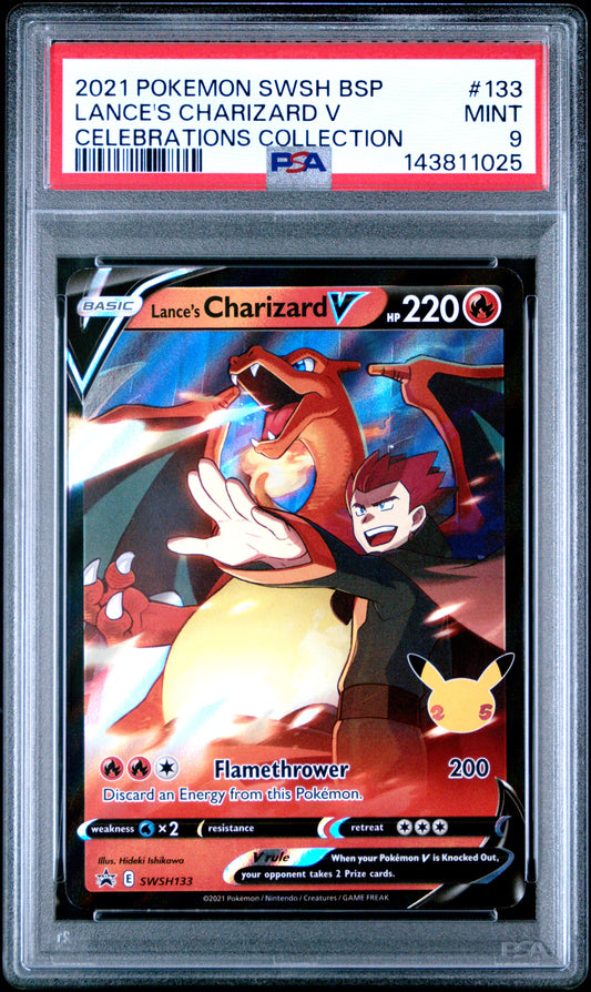 2021 POKEMON SWSH BSP #133 LANCE'S CHARIZARD V CELEBRATIONS COLLECTION PSA 9