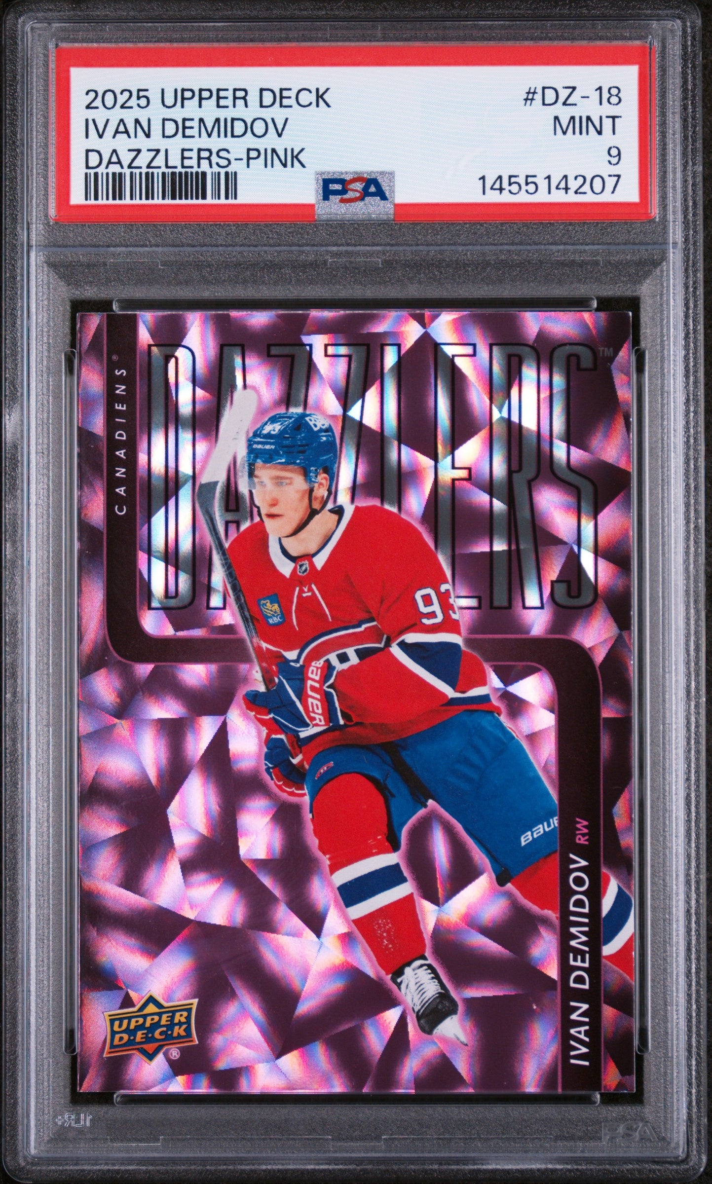 2025-26 UPPER DECK SERIES 1 IVAN DEMIDOV DAZZLERS PINK RC PSA 9 #DZ-18