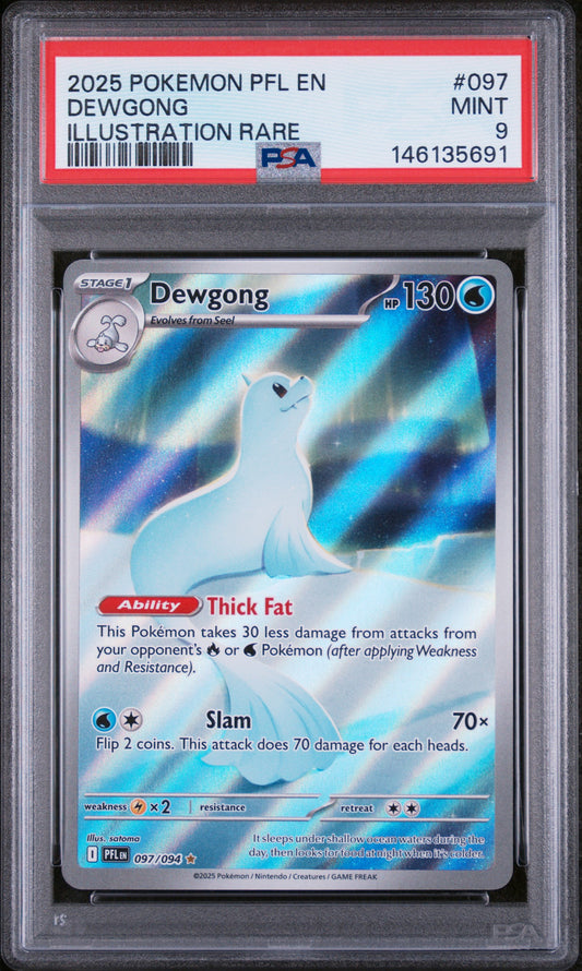 2025 POKEMON PFL PHANTASMAL FLAMES #097 DEWGONG ILLUSTRATION RARE PSA 9