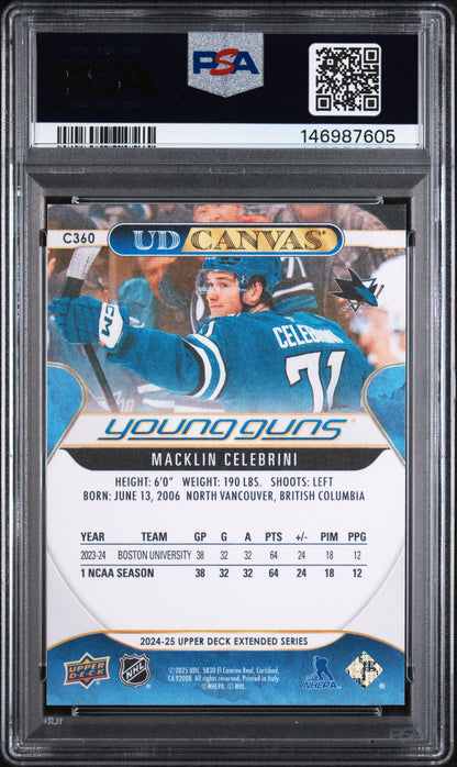 2024 UPPER DECK UD CANVAS #C360 MACKLIN CELEBRINI YOUNG GUNS CANVAS PSA 10