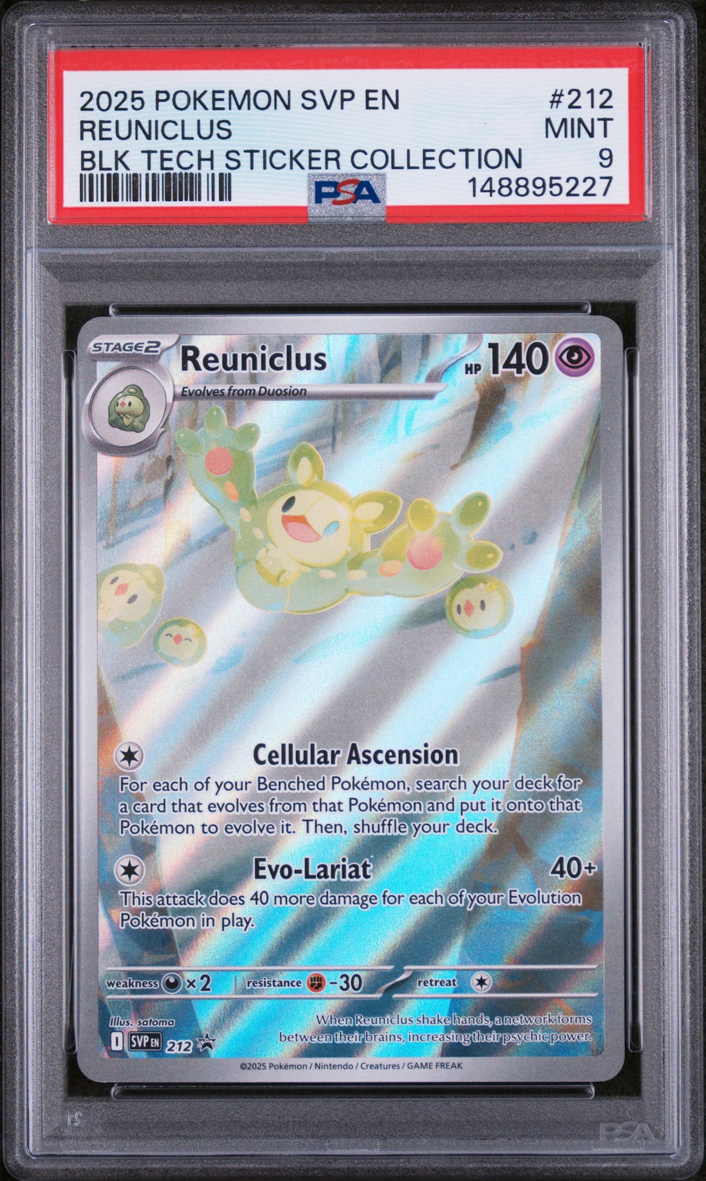 2025 POKEMON SVP EN REUNICLUS BLACK STAR PROMO BLK TECH STICKER COLLECTION #212 PSA 9