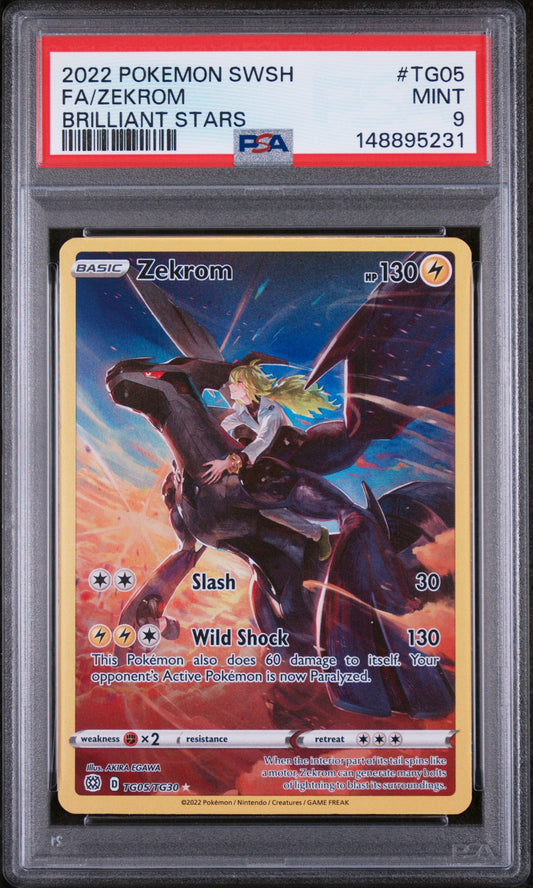 2022 POKEMON SWSH FULL ART ZEKROM BRILLIANT STARS #TG05 PSA 9