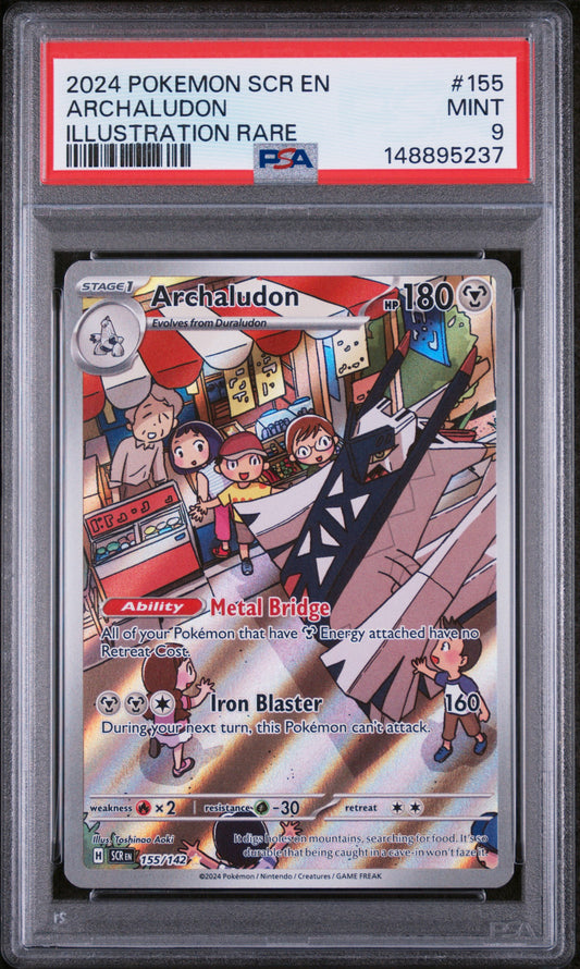 2024 POKEMON SCR EN ARCHALUDON ILLUSTARTION RARE #155 PSA 9