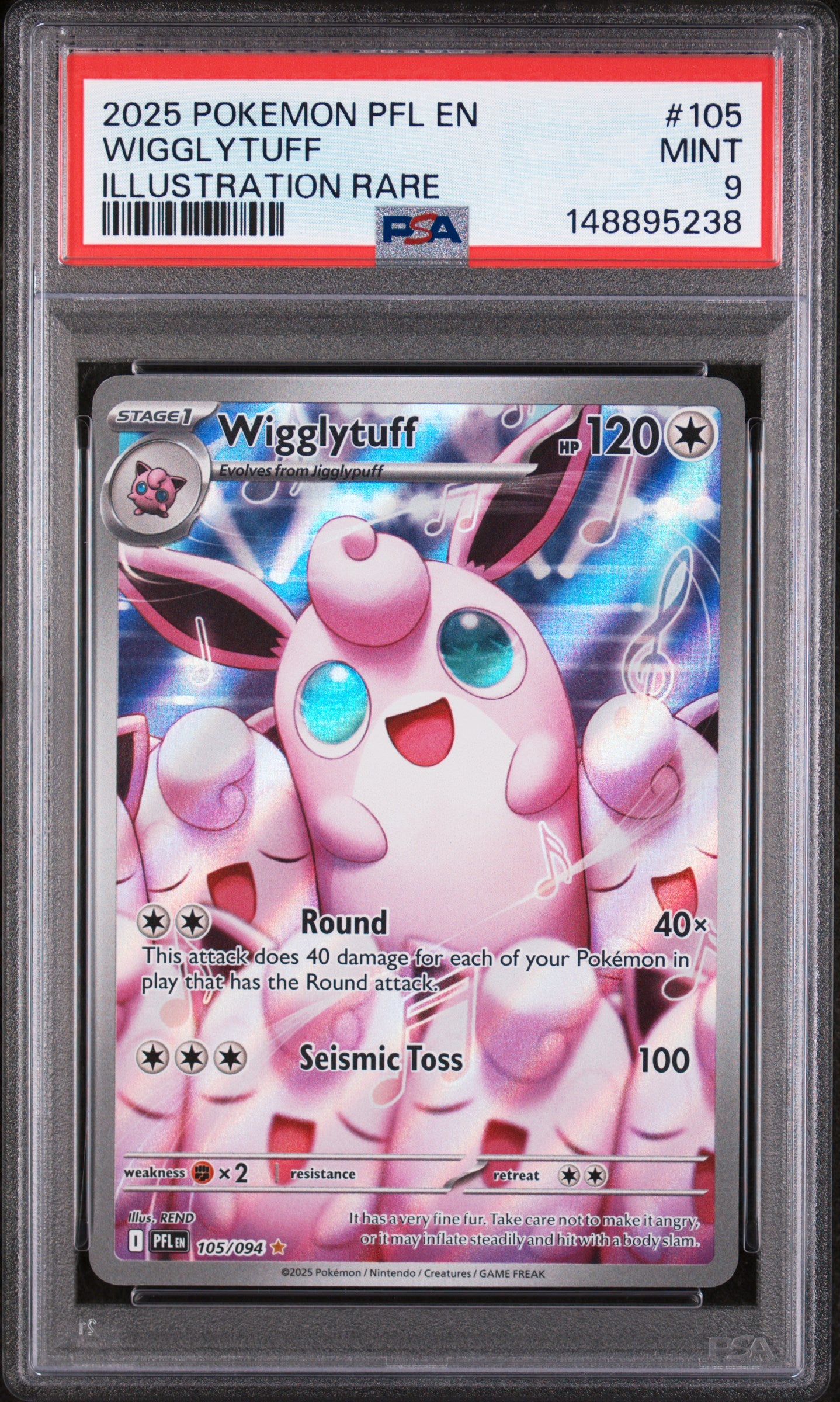2025 POKEMON PFL EN WIGGLYTUFF ILLUSTRATION RARE #105 PSA 9