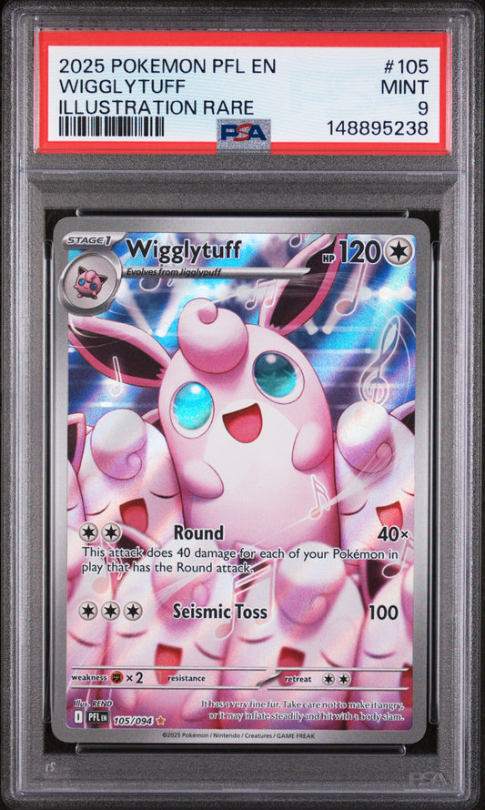 2025 POKEMON PFL EN WIGGLYTUFF ILLUSTRATION RARE #105 PSA 9