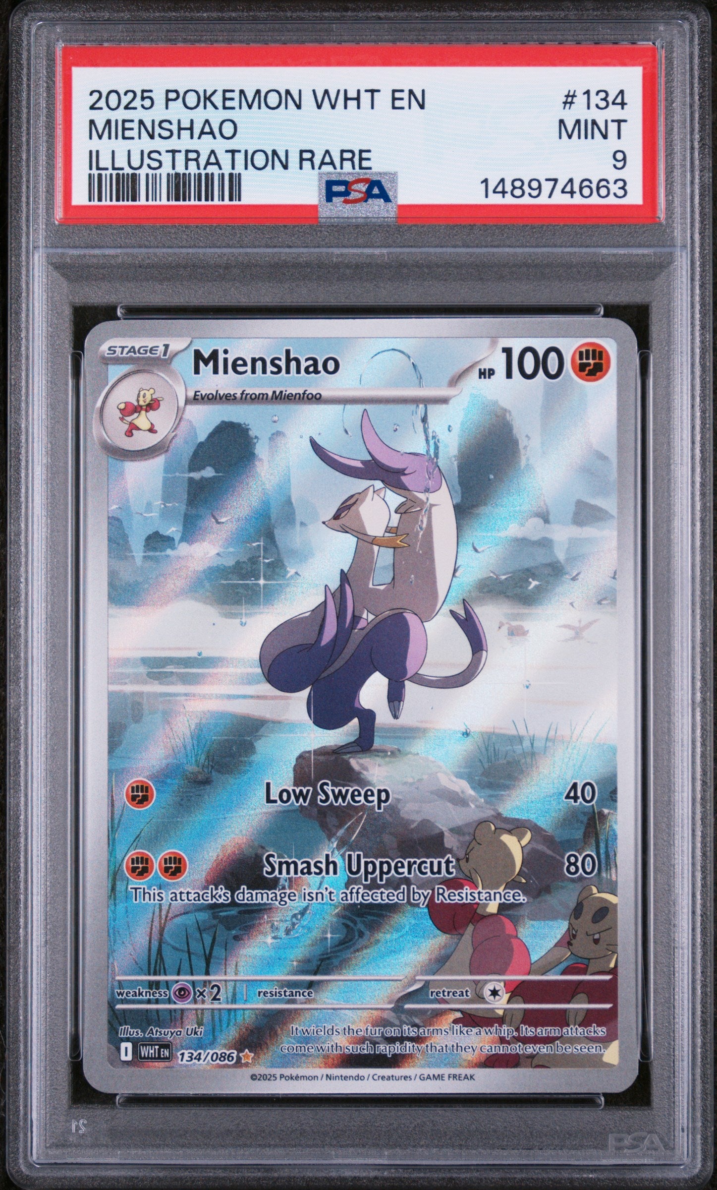 2025 POKEMON WHT EN MIENSHAO ILLUSTRATION RARE #134 PSA 9