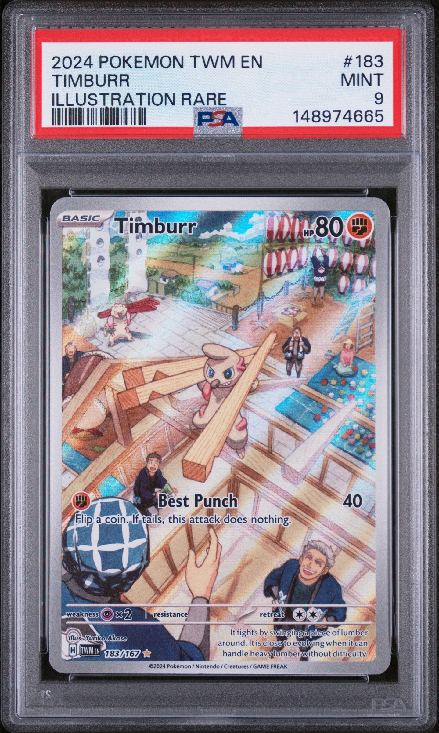 2024 POKEMON TWM EN TIMBURR ILLUSTRATION RARE #183 PSA 9