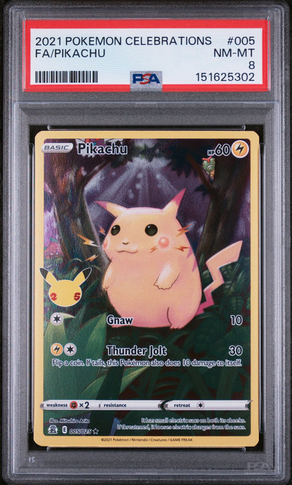 2021 POKEMON CELEBRATIONS #005 FA PIKACHU PSA 8