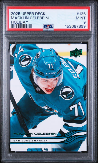 2025 UPPER DECK #136 MACKLIN CELEBRINI HOLIDAY PSA 9