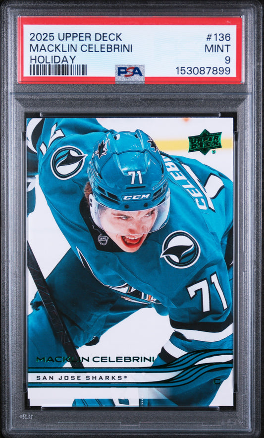 2025 UPPER DECK #136 MACKLIN CELEBRINI HOLIDAY PSA 9