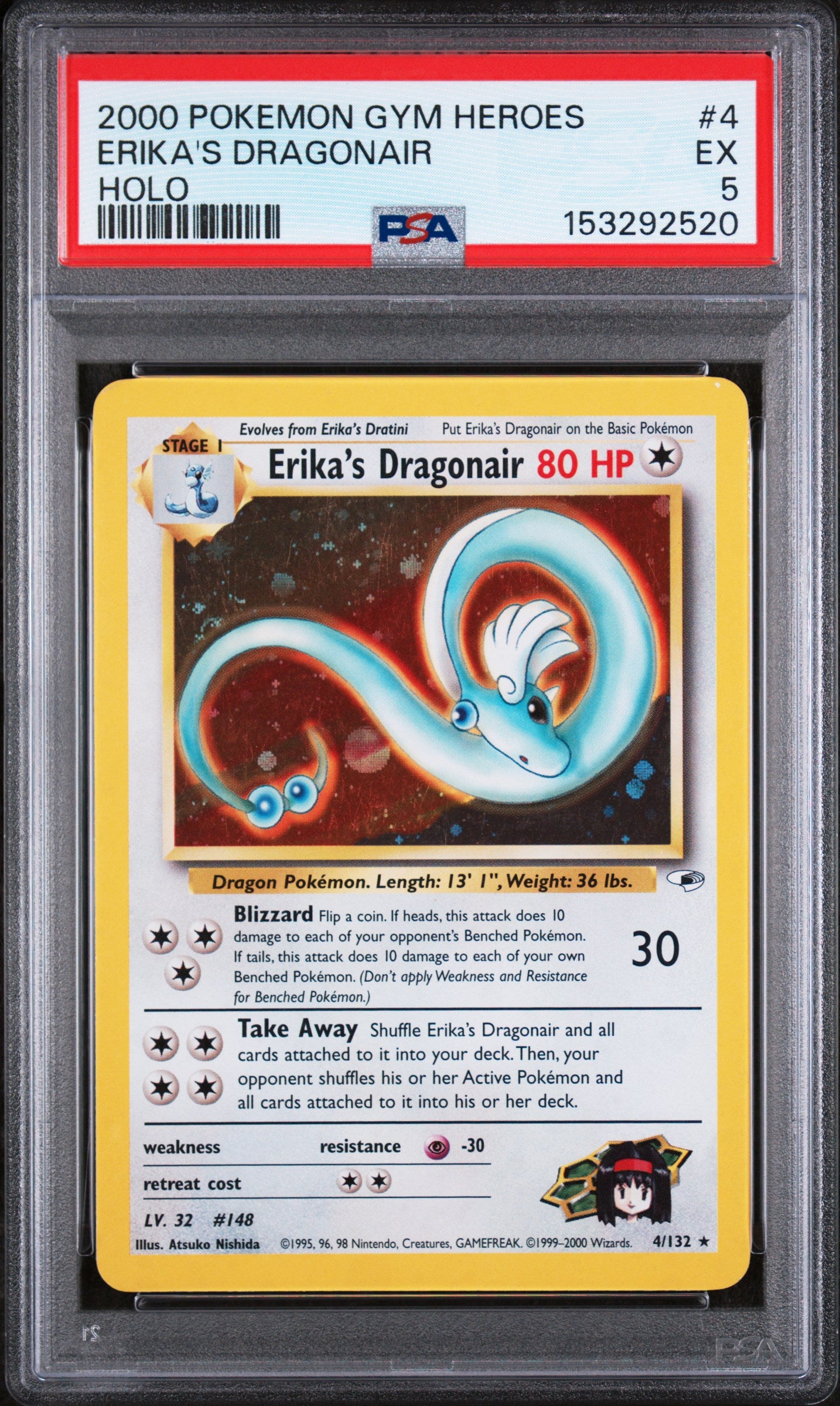 Erika's Dragonair Gym Heroes Holo Rare 4 PSA 5