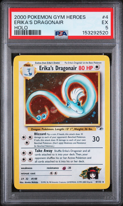 Erika's Dragonair Gym Heroes Holo Rare 4 PSA 5
