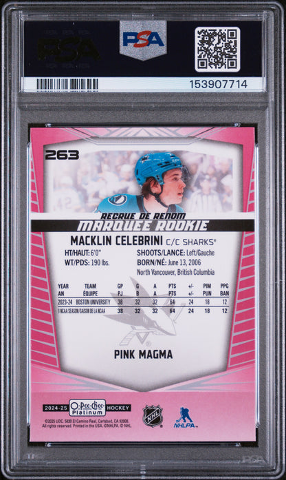 2024 UPPER DECK O-PEE-CHEE PLATINUM #263 MACKLIN CELEBRINI ROOKIE PINK MAGMA PSA 10